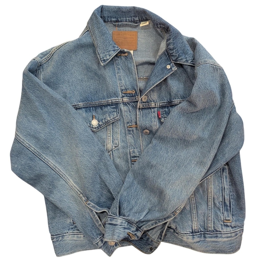 LEVI'S Strauss Co Premium Denim Type III‎ Trucker Jacket Blue Wash Mens Sz SMALL